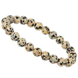 ELEDORO echtes Edelstein Perlen Armband - Natürliche Chakra Power Steine, Stretch Design, 8mm (Dalmatiner Jaspis) von ELEDORO