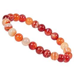 ELEDORO echtes Edelstein Perlen Armband - Natürliche Chakra Power Steine, Stretch Design, 8mm (Streifen Achat rot) von ELEDORO