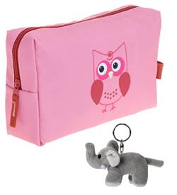 Kulturtasche Kinder Mädchen Jungen Kulturbeutel Tiere Beautycase Tasche Reise Pouch klein Elephant Kids Washbag +e (Eule Rosa 350) von ELEPHANT