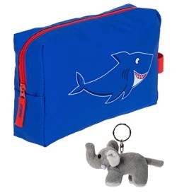 Kulturtasche Kinder Mädchen Jungen Kulturbeutel Tiere Beautycase Tasche Reise Pouch klein Elephant Kids Washbag +e (Hai Blau 358) von ELEPHANT