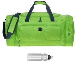 Sporttasche Damen Herren Trainer XL 69 cm 55 L Nassfach Reisetasche Schuhfach Sport Fitness Sauna Gym Bag Tasche sehr groß 1244 + Trinkflasche (Lime Green (grün)) von ELEPHANT