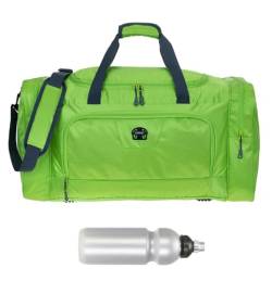 Sporttasche groß Damen Herren Trainer Large 55 cm 40 L Nassfach Reisetasche Sport Fitness Sauna Saunatasche Schwimmtasche Tasche groß 1243 + Trinkflasche (Lime Green (grün)) von ELEPHANT