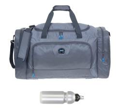 Sporttasche groß Damen Herren Trainer Large 55 cm 40 L Nassfach Reisetasche Sport Fitness Sauna Saunatasche Schwimmtasche Tasche groß 1243 + Trinkflasche (Titan Grey (grau)) von ELEPHANT