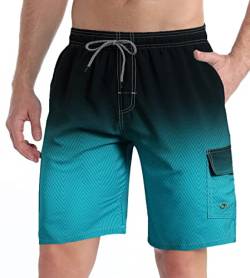 ELETOP Badehose Herren lang Schnelltrocknend Boardshorts,Badehosen für Herren mit Mesh-Futter,Badeshorts Herren,Farbverlauf-grün,XL von ELETOP