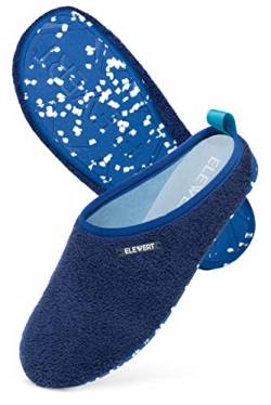 ELEWERT® – Hausschuhe für Herren/Damen - TERRYWEL - Pantoffeln/Slipper – für Sommer und Winter, mit extra Komfortabel, atmungsaktiv, rutschfeste Gummisohle - BLUE, EU 38 von ELEWERT