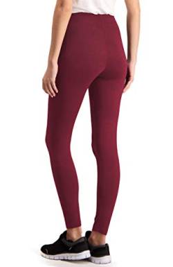 ELF KUCKUCK Damen Leggings Blickdichte Leggins Hose aus Baumwolle Dunkelrot (XS-S) von ELF KUCKUCK