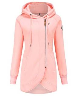 ELFIN Damen Jacken Sweatjacket Damen Sweatjacke mit Kapuze,Pink,XL von ELFIN