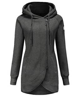 ELFIN Damen Jacken Sweatjacket Damen Sweatjacke mit Kapuze Dunkelgrau (Dark Grey) XL von ELFIN