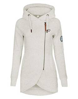 ELFIN Damen Jacken Sweatjacket Damen Sweatjacke mit Kapuze Hellgrau Melange (Grey) XL von ELFIN