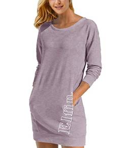 ELFIN Damen Sweatkleid Langarm Kleider Sweatshirt Dress Lässig Sportliche Longshirt Tops Minikleider mit Logodruck Herbst von ELFIN