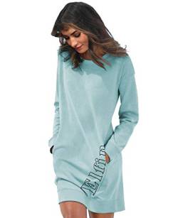 ELFIN Damen Sweatkleid Langarm Kleider Sweatshirt Dress Lässig Sportliche Longshirt Tops Minikleider mit Logodruck Herbst von ELFIN