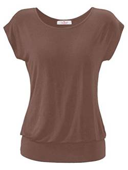 ELFIN Damen T-Shirt Ärmellos Longshirt Kurzarm Lässig Tunika Weite O-Neck Oberteile Sommer Basic Top von ELFIN