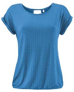 ELFIN Damen T-Shirt Kurzarm Blusen Shirt mit Allover-Minimal Print Lose Stretch Basic Tee, Blau, M von ELFIN