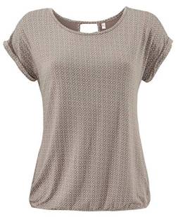 ELFIN Damen T-Shirt Kurzarm Blusen Shirt mit Allover-Minimal Print Lose Stretch Basic Tee, Light Brown, L von ELFIN