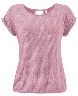 ELFIN Damen T-Shirt Kurzarm Blusen Shirt mit Allover-Minimal Print Lose Stretch Basic Tee, Rosa, XXL von ELFIN