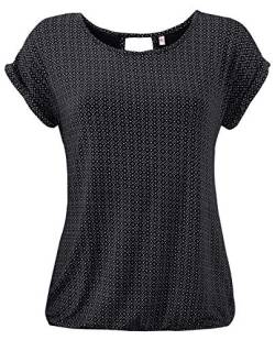 ELFIN Damen T-Shirt Kurzarm Blusen Shirt mit Allover-Minimal Print Lose Stretch Basic Tee, Schwarz, L von ELFIN