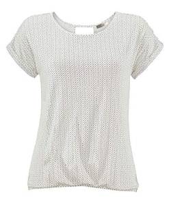 ELFIN Damen T-Shirt Kurzarm Blusen Shirt mit Allover-Minimal Print Lose Stretch Basic Tee, Weiß, L von ELFIN