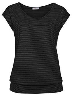 ELFIN Damen T-Shirt Kurzarm Streifen Shirt Sommer Oberteil Casual Bluse Tops Basic Tee von ELFIN