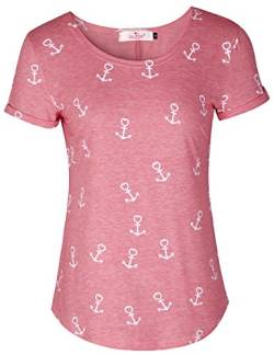 ELFIN Damen T-Shirt Top mit Anker Druck Rundhals Kurzarm Ladies Sommer Shirt Anker Sailing Tee Allover Print - leicht und luftig - sehr angenehm zu Tragen von ELFIN