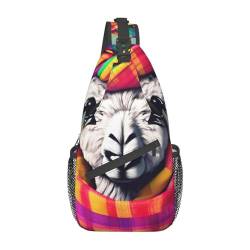 Llama In A Scarf Sling Bag Damen Crossbody Fanny Packs Crossbody Taschen Umhängetasche Für Männer Frauen Reisen Wandern, Lama In Einem Schal, Einheitsgröße von ELFcat