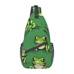 Llama In A Scarf Sling Bag Damen Crossbody Fanny Packs Crossbody Taschen Umhängetasche Für Männer Frauen Reisen Wandern, Lustige grüne Frösche, Einheitsgröße von ELFcat