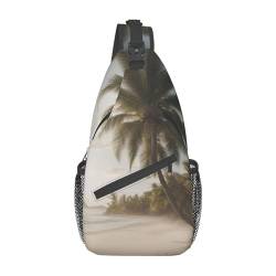 Sea Seestern Sling Bag Damen Crossbody Fanny Packs Crossbody Taschen Umhängetasche Für Männer Frauen Reisen Wandern, Sand Beach Palm Tree2, Einheitsgröße von ELFcat