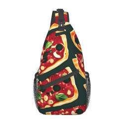 Space Planets Sling Bag Damen Crossbody Fanny Packs Crossbody Taschen Umhängetasche Für Männer Frauen Reisen Wandern, Pizza-Muster 1, Einheitsgröße von ELFcat