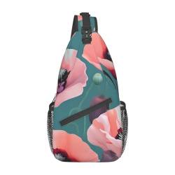 Strand Clear Sea Sand Sling Bag Damen Crossbody Fanny Packs Crossbody Taschen Umhängetasche Für Männer Frauen Reisen Wandern, Pastell Mohnblumen, Einheitsgröße von ELFcat