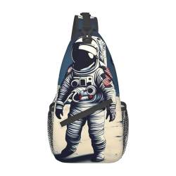 Süße Kaktus Sling Bag Damen Crossbody Bauchtaschen Crossbody Taschen Umhängetasche Für Männer Frauen Reisen Wandern, Astronaut auf dem Mond, Einheitsgröße von ELFcat