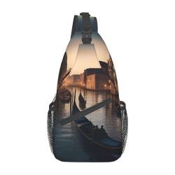 Venice Night Sling Bag Damen Crossbody Bauchtaschen Crossbody Taschen Umhängetasche Für Männer Frauen Reisen Wandern, Venedig Nacht1, Einheitsgröße von ELFcat