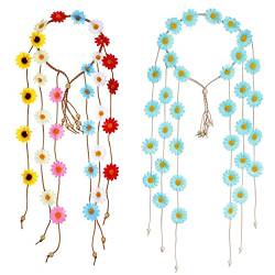 ELGE 2 StüCk Blumen-Hippie-Stirnband Blumen-Sommer-Sonnenblumen-Haar-Accessoires für BöHmische KostüMe von ELGE