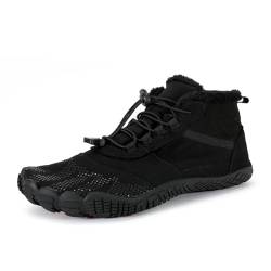 Barfußschuhe Damen Winter,Herren Damen Wasserdicht Barfussschuhe Barefoot Shoes Unisex Wasserdicht Traillaufschuhe Outdoor rutschfeste Winterstiefel Schwarz 46EU von ELIOGN