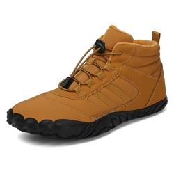 Barfußschuhe Winter,Herren Damen Wasserdicht Barfussschuhe Barefoot Shoes Unisex Wasserdicht Traillaufschuhe Outdoor rutschfeste Winterstiefel Gelb 41EU von ELIOGN