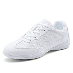 Damen Cheer Schuhe Weiß Cheerleading-Schuhe Erwachsene Jugendliche Jazz Yoga Trainingschuhe Mädchen Tanzschuhe Gymnastik Outdoor Sportschuhe Cheerleading Uniform Schuhe Damen Mädchen Laces Weiß 36 von ELIOGN