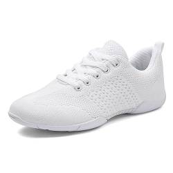 Damen Cheerleading Schuhe Jazz Yoga Trainingschuhe Mädchen Masche Cheerleadingschuhe Tanzschuhe Gymnastik Outdoor Sportschuhe Cheerleading Wettbewerb Leichtgewicht Turnschuhe Schnürschuh Weiß 41 von ELIOGN