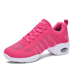 Damen Split Sole Tanzschuhe Jazzschuhe Fersenschuhe Training Leichte Schnüren Sportschuhe Plattform Schuhe Erröten Rosa 39 von ELIOGN