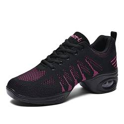 Damen Split Sole Tanzschuhe Jazzschuhe Fersenschuhe Training Leichte Schnüren Sportschuhe Plattform Schuhe Rosa-2 36 von ELIOGN