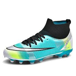 ELIOGN Fußballschuhe Herren Professionelle High Top Spike Cleats Junge Kinder Fußballspiel Schuhe Outdoor Athletics Trainingsschuhe Fussballschuhe Sportschuhe Erwachsene Sport Football Schuhe Cyan 41 von ELIOGN