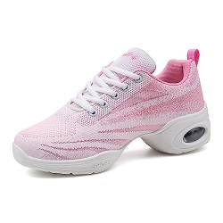 ELIOGN Jazzchuhe Damen Geteilte Sohle Schnürschuhe Lace Up Plattform Luftkissen Tanzschuhe Modern Atmungsaktiv Sneakers Leicht Sportlich Laufen Fitness Weiß 39 von ELIOGN