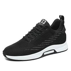 Herren Aufzug Schuhe 2.36 In Unsichtbar Erhöhte Schuhe Elevator Schuhe Casual Leichte Schuhe Lace-up Sportschuhe Klassische Mode Komfort Schnürschuhe mit versteckten Lift Heel für Mann Schwarz 43EU von ELIOGN