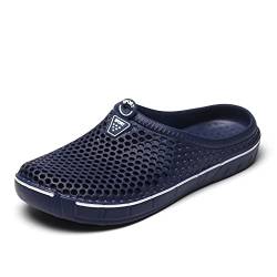 Unisex Gartenclogs Herren Hausschuhe Gartenschuhe Damen Leicht Atmungsaktiv Garten Clogs Flach Sohle Slippers Badeschuhe Sommer Strand Schwimmbad Sandalen Männer und Frauen Navy 44 von ELIOGN