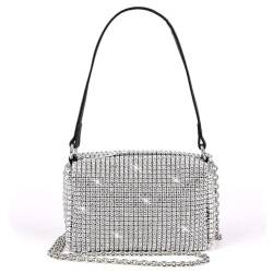 ELIOX STRASS Handtasche und Umhängetasche für Damen - elegante kleine Handtasche - Abendtasche und modische Zeremonie, silber / schwarz von ELIOX