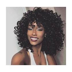 perücke für den täglichen Mode-Perücken für schwarze Frauen mit kurzer, verworrener, lockiger Perücke, afrikanische, kleine, lockige Haarperücke, synthetische Perücke für die Alltagsparty Perücken von ELJHY