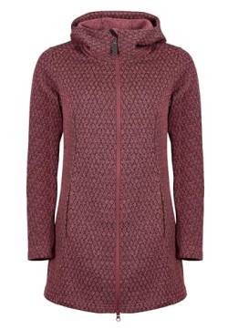 ELKLINE Damen Fleecejacke Reykjavik | Strick Fleecemantel leicht tailliert mit Kapuze halblang 2014100, Größe:42, Farbe:darkredmelange von ELKLINE