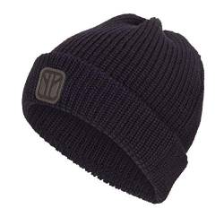 ELKLINE Herren Strickmütze Fischkopf | gerippte Fischermütze Beanie warm aus Schurwolle Herbst Winter, Farbe:Navy von ELKLINE