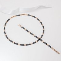 ELLAWIL Collier-Set Damen Halskette Armband aus Schwarzer Keramik / rosefarbenen Edelstahl (Kettenlänge 50 cm, Armbandlänge 19,5 cm, Breite 6 mm, Keramik / Edelstahl), inklusive Geschenkschachtel von ELLAWIL