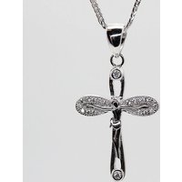 ELLAWIL Kreuzkette Silberkette Kette mit Kreuz Jesus Anhänger Damen Zirkonia Halskette (Kettenlänge 50 cm, Sterling Silber 925), inklusive Geschenkschachtel von ELLAWIL