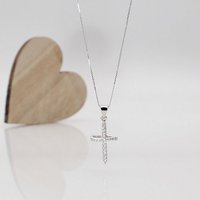 ELLAWIL Kreuzkette Silberkette mit Kreuz Anhänger Kreuzanhänger Damen Halskette (Sterling Silber 925, Kettenlänge 50 cm), inklusive Geschenkschachtel von ELLAWIL