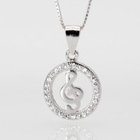 ELLAWIL Silberkette Halskette mit Notenschlüssel Anhänger Silberkette Damen Kette Musik (Kettenlänge 45 cm, Sterling Silber 925), inklusive Geschenkschachtel von ELLAWIL