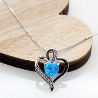 ELLAWIL Silberkette Kette mit Herz Anhänger blau Damen Zirkonia Halskette Mädchen türkis (Kettenlänge 45 cm, Sterling Silber 925), inklusive Geschenkschachtel von ELLAWIL